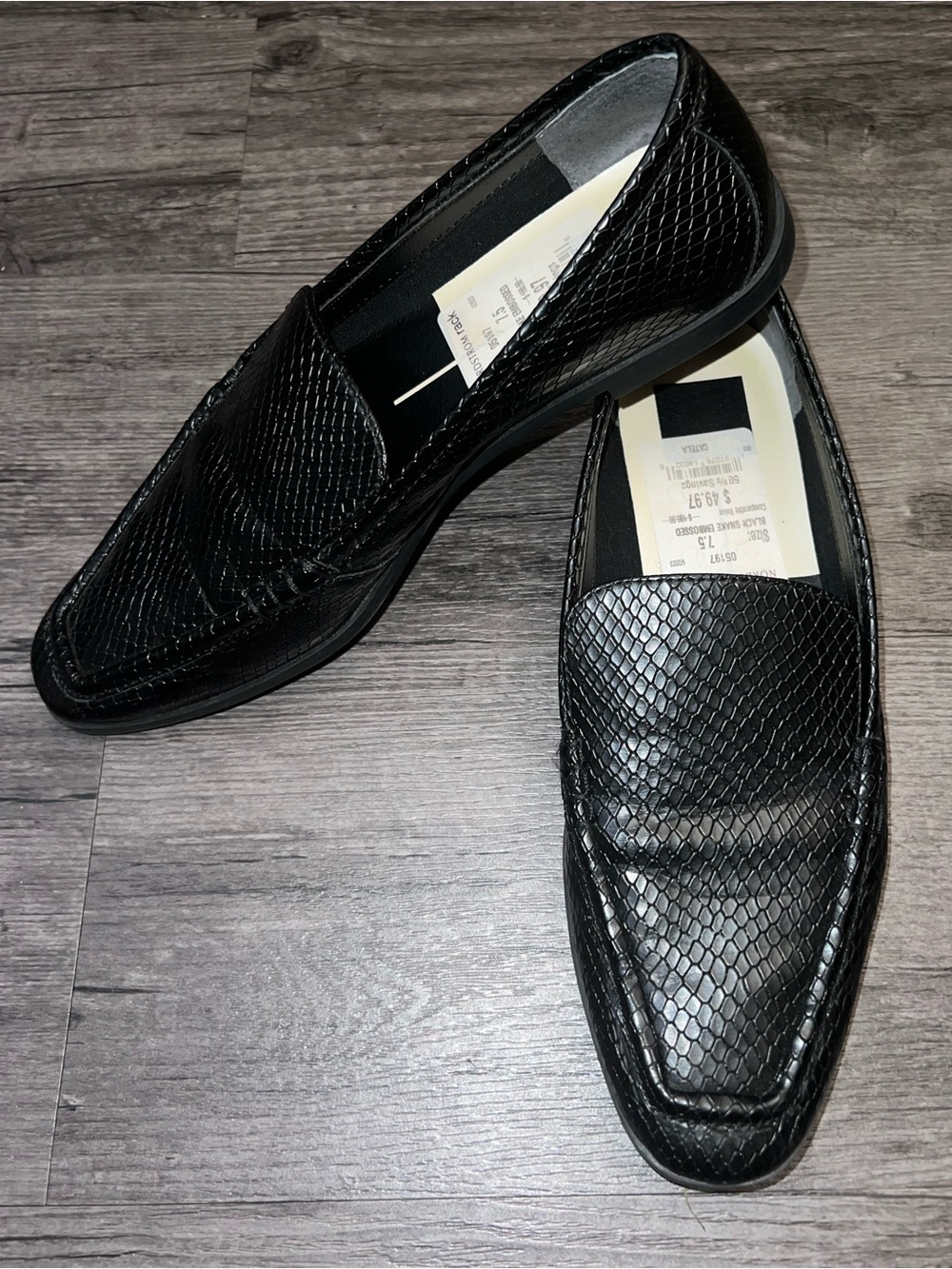 Dolce Vita Catela Black Snakeskin Embossed Loafers Genuine Leather women’s 7.5